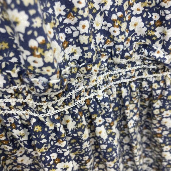 O.P.T. Cara Smocked Tiered Midi Dress Blue White Floral Small Cottagecore Boho - Picture 10 of 13